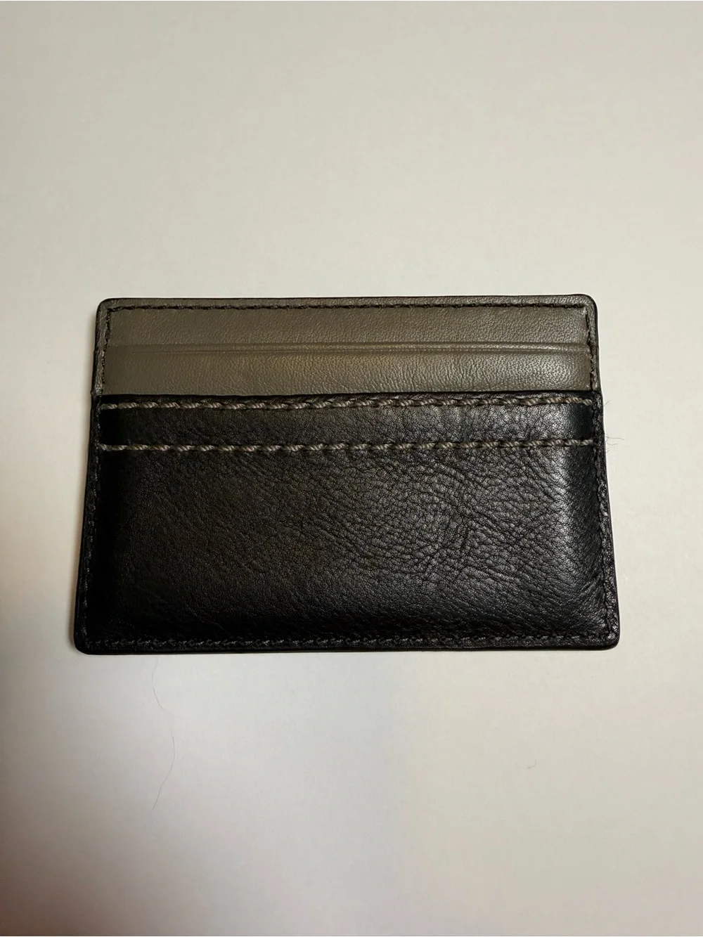 Coach Men’s Leather Card Case, Solid Black/Gray Wallet Slim